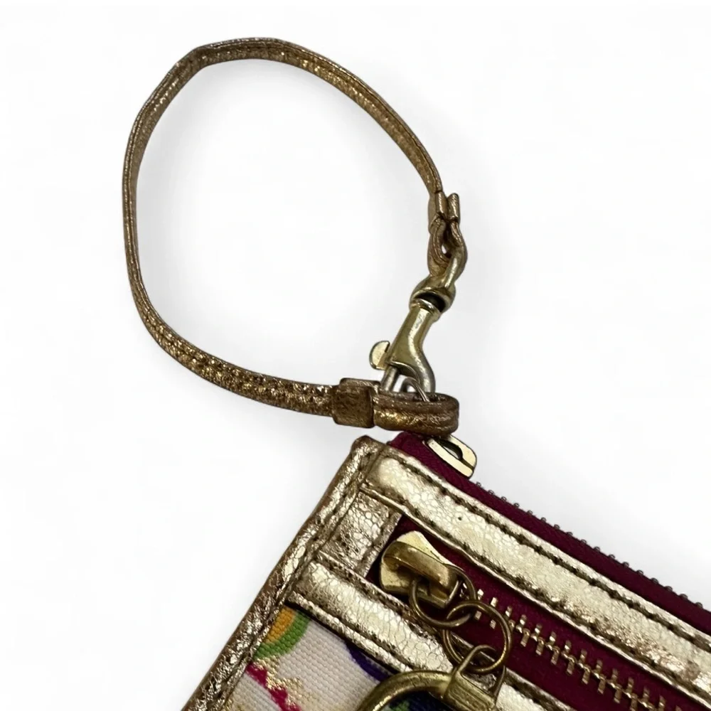 Vintage Coach Poppy Multicolor Wristlet 2009 Y2K Metallic Logo Bag - Picture 13 of 13